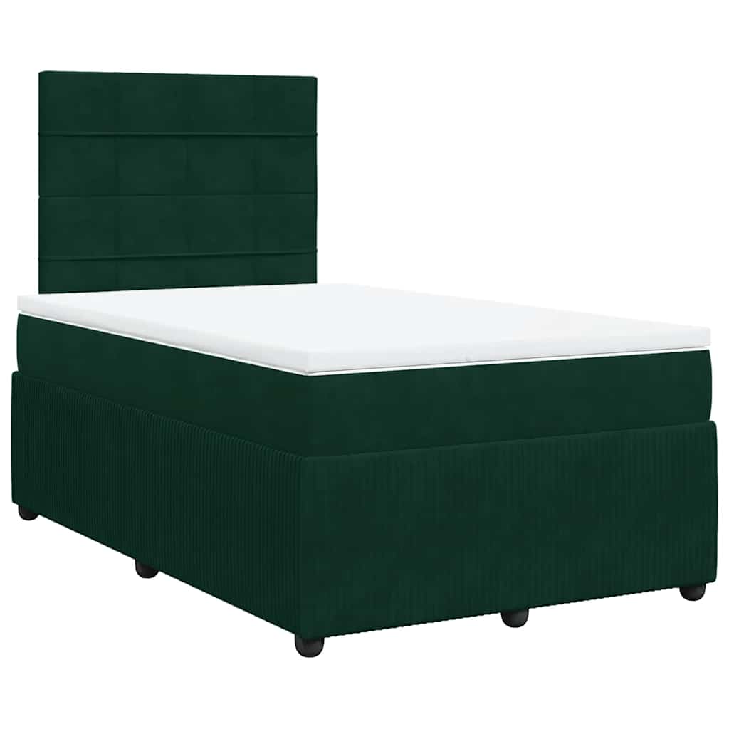Box spring krevet s madracem tamnozeleni 120x200 cm baršunasti