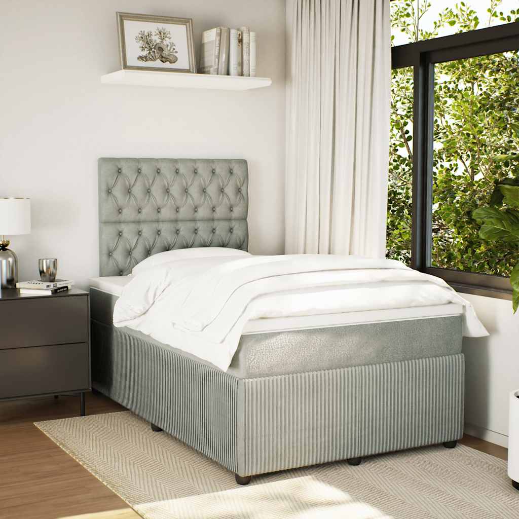 Box spring krevet s madracem svjetlosivi 120x200 cm baršunasti