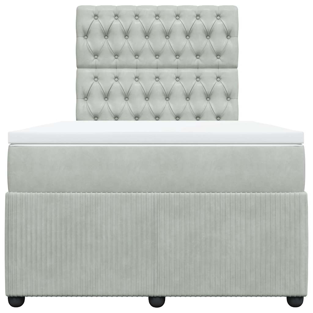 Box spring krevet s madracem svjetlosivi 120x200 cm baršunasti