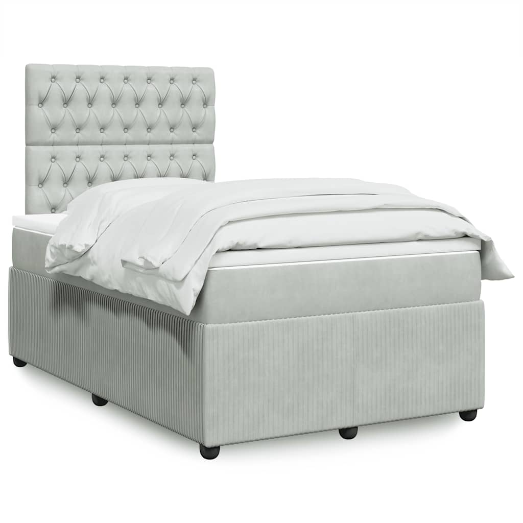 Box spring krevet s madracem svjetlosivi 120x200 cm baršunasti