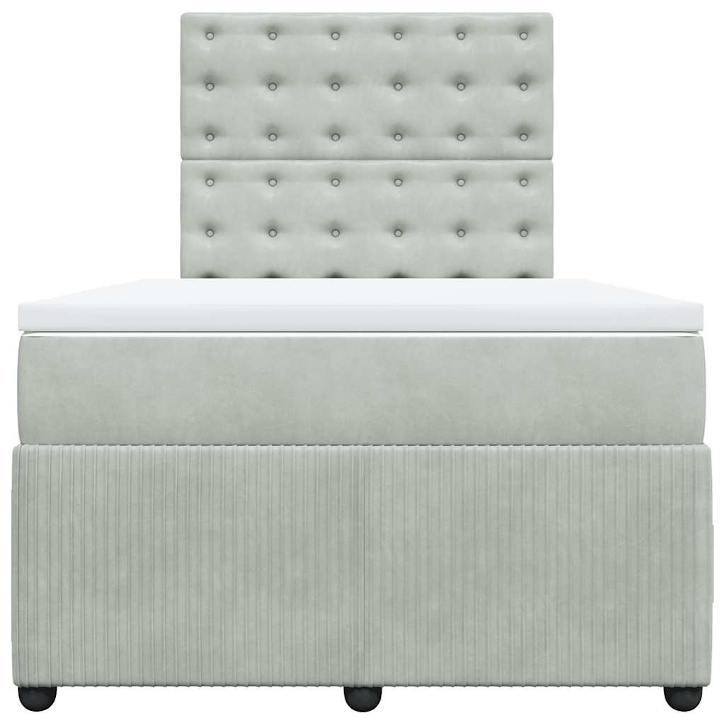Box spring krevet s madracem svjetlosivi 120x200 cm baršunasti