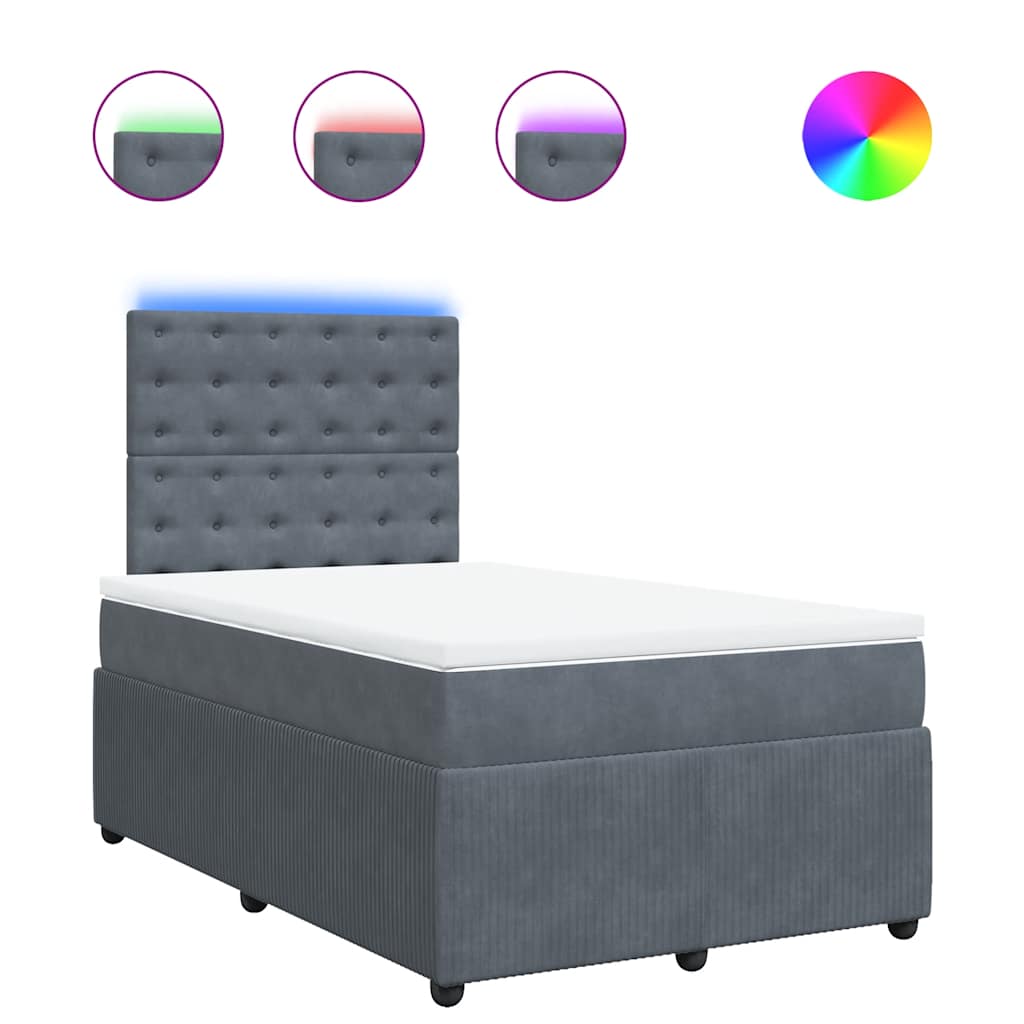 Box spring krevet s madracem tamnosivi 120 x 200 cm baršunasti