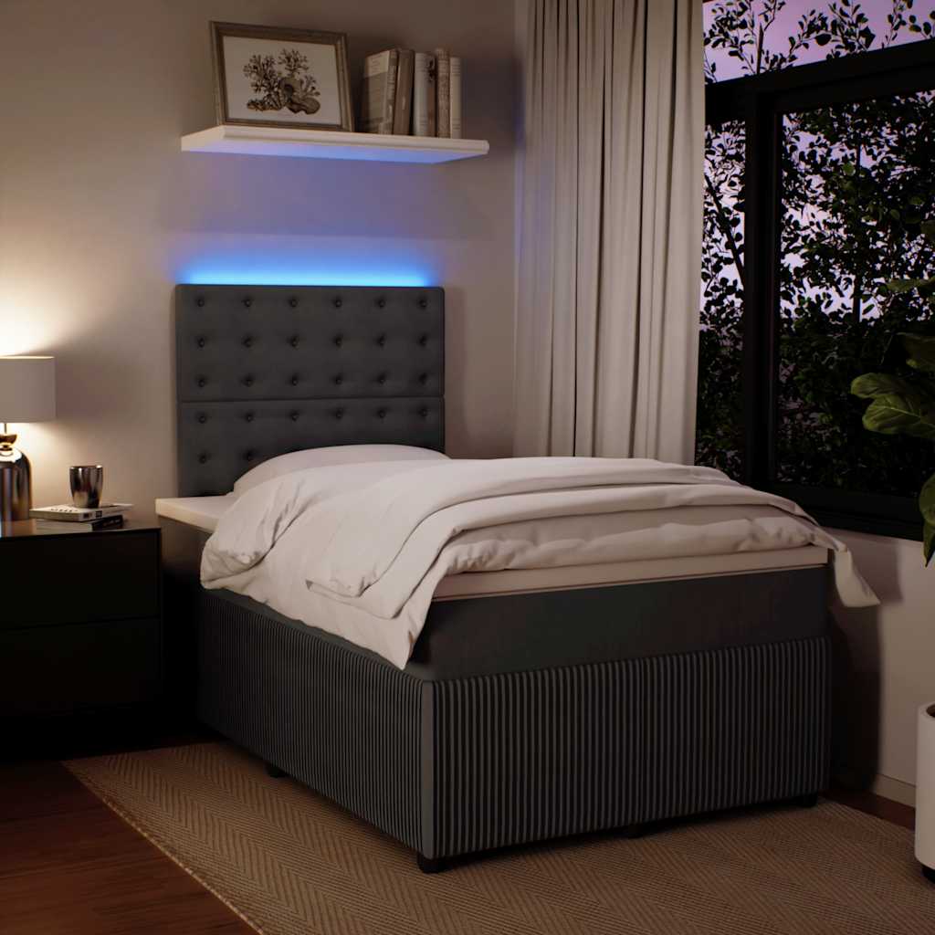 Box spring krevet s madracem tamnosivi 120 x 200 cm baršunasti