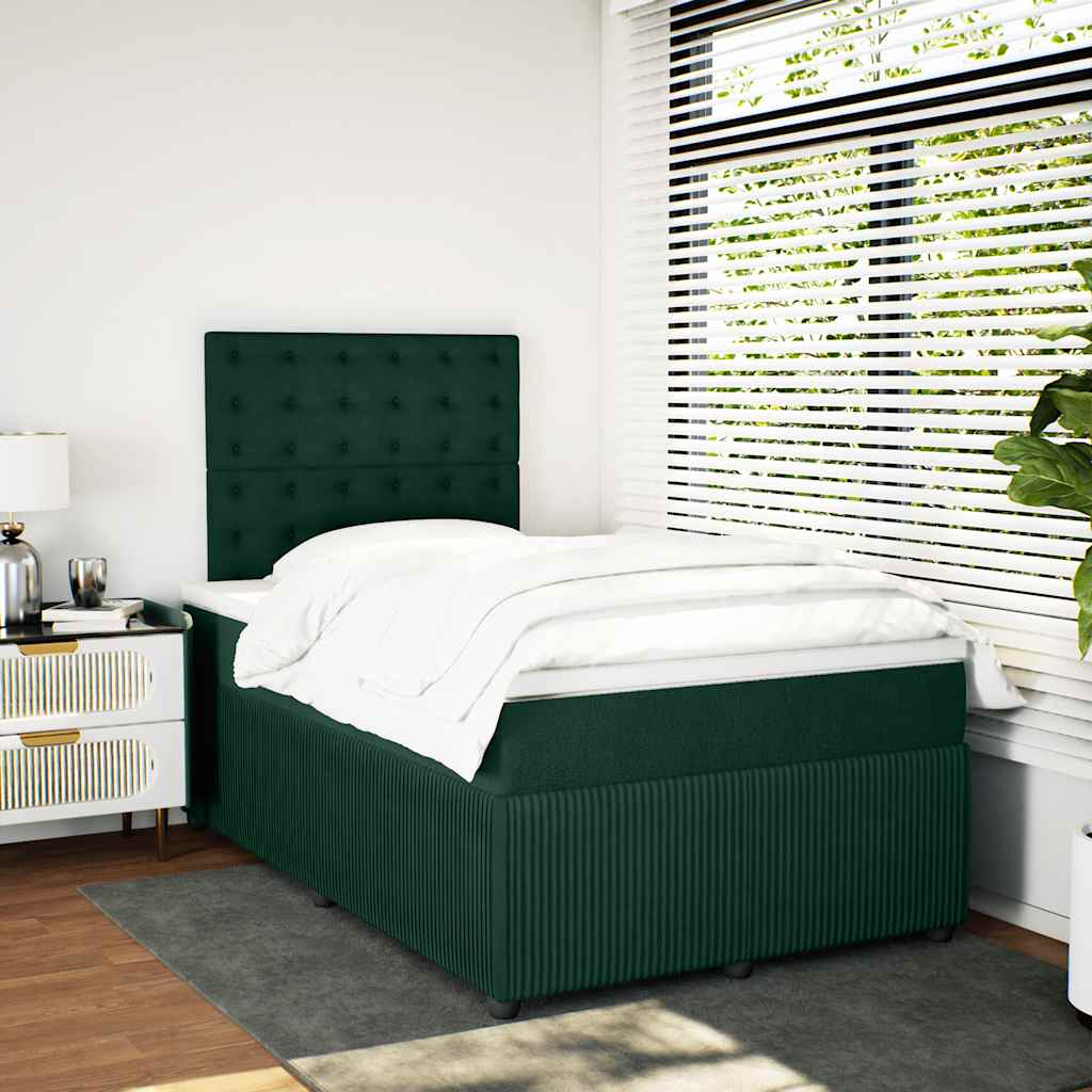 Box spring krevet s madracem tamnozeleni 120x200 cm baršunasti