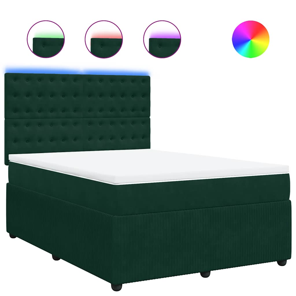 Krevet s oprugama i madracem tamnozeleni 140x190 cm baršunasti