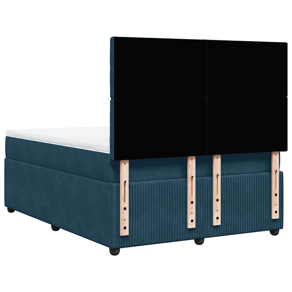 Krevet box spring s madracem plavi 160 x 200 cm baršunasti