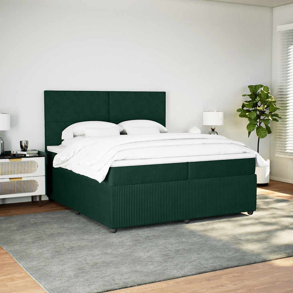 Krevet s oprugama i madracem tamnozeleni 200x200 cm baršunasti