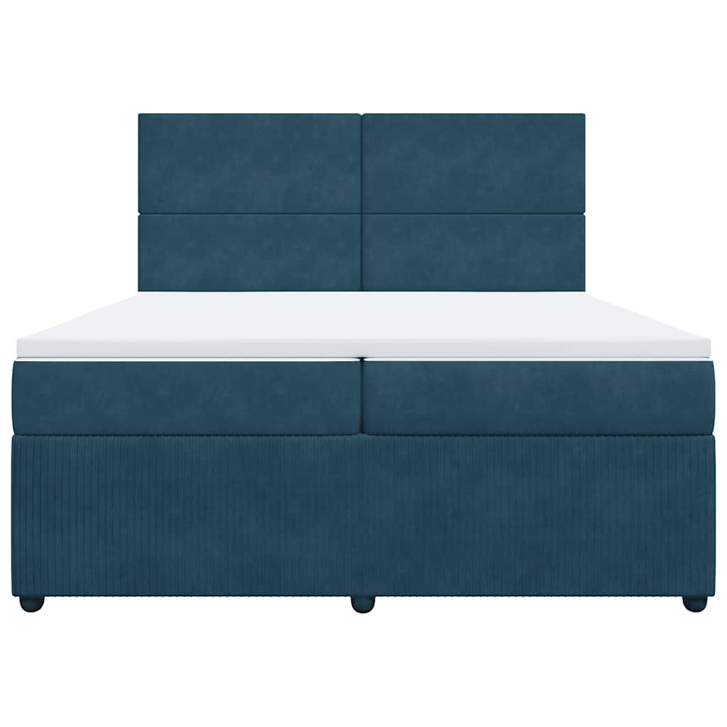 Krevet s oprugama i madracem plavi 200x200 cm baršunasti