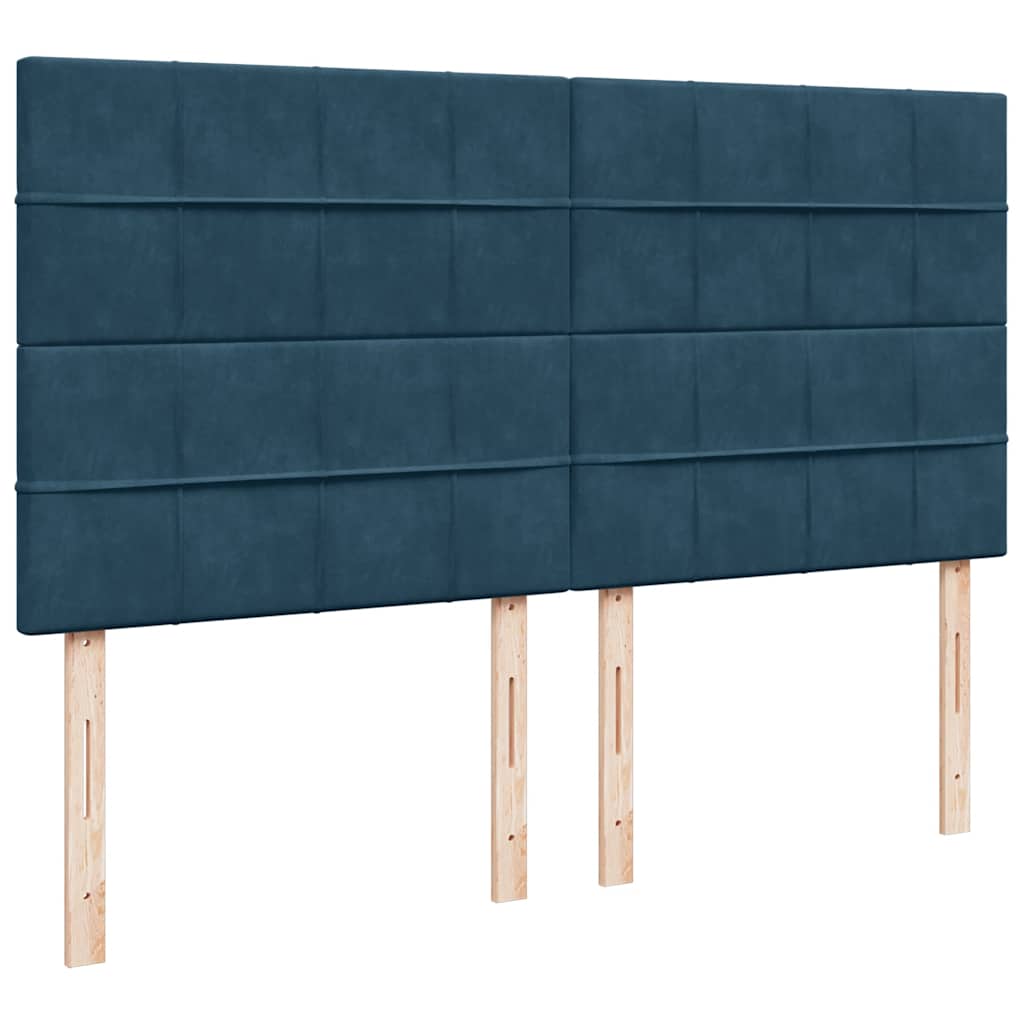 Krevet s oprugama i madracem plavi 200x200 cm baršunasti