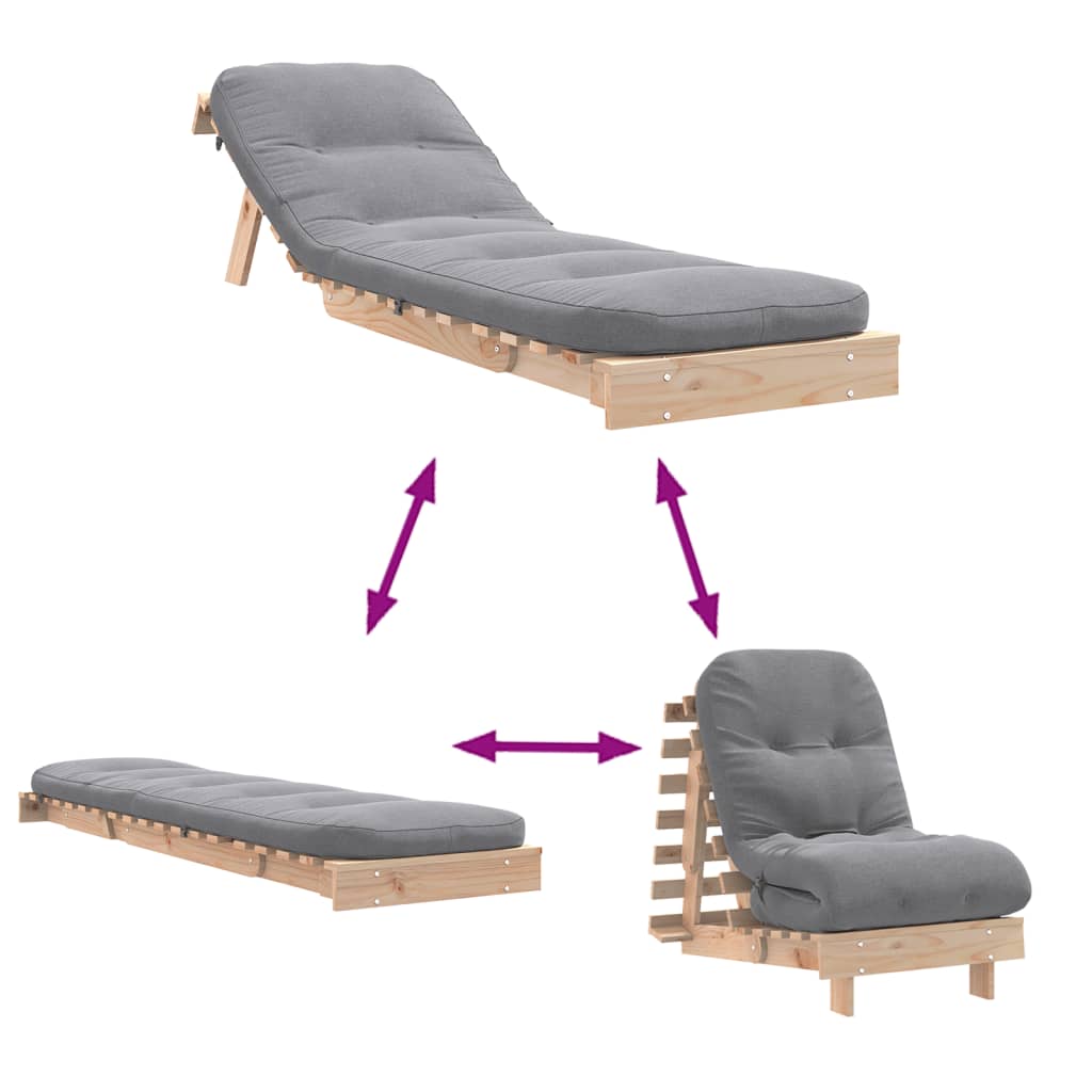 Futon na razvlačenje s madracem 60x206x11 cm masivna borovina