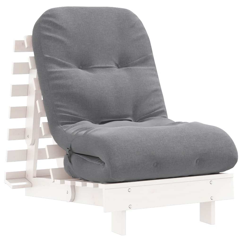 Futon na razvlačenje s madracem bijeli 60x206x11 cm borovina