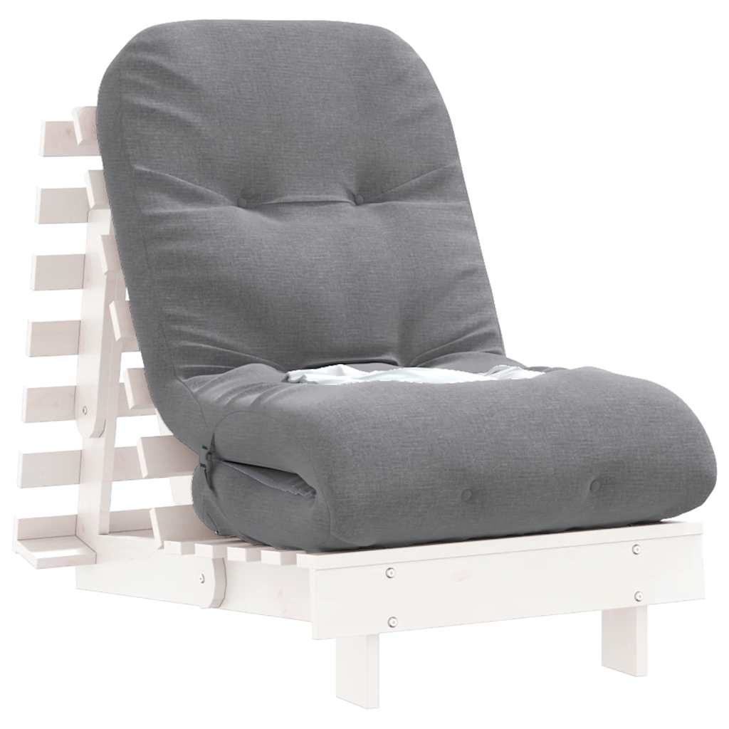 Futon na razvlačenje s madracem bijeli 60x206x11 cm borovina