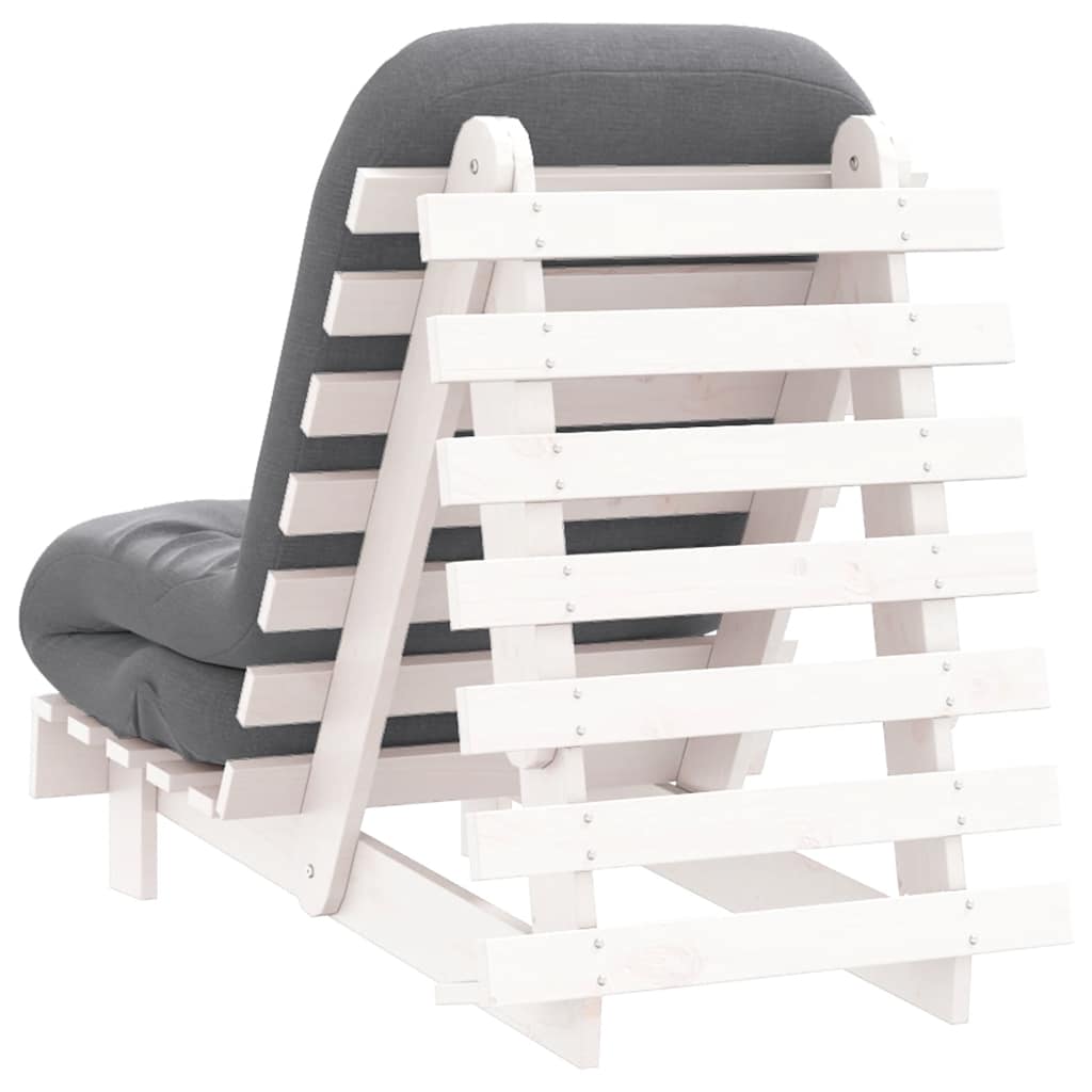 Futon na razvlačenje s madracem bijeli 60x206x11 cm borovina