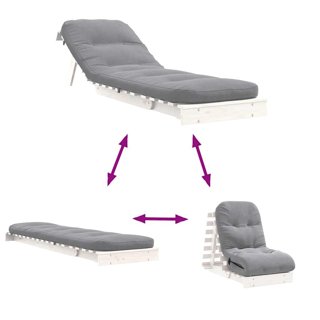 Futon na razvlačenje s madracem bijeli 60x206x11 cm borovina