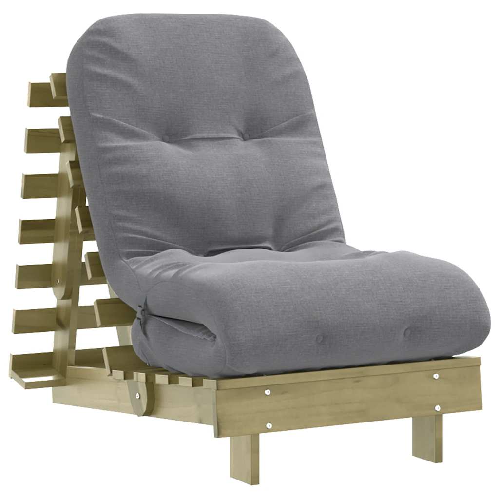 Futon na razvlačenje s madracem 60 x 206 x 11 cm od borovine