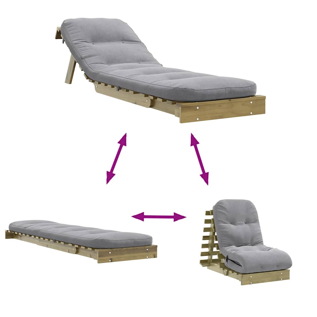 Futon na razvlačenje s madracem 60 x 206 x 11 cm od borovine