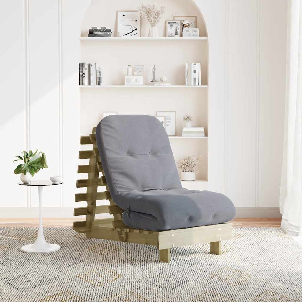 Futon na razvlačenje s madracem 60 x 206 x 11 cm od borovine