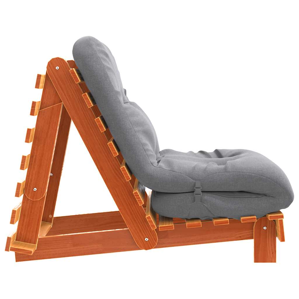 Futon na razvlačenje s madracem smeđi 70 x 206 x 11 cm borovina