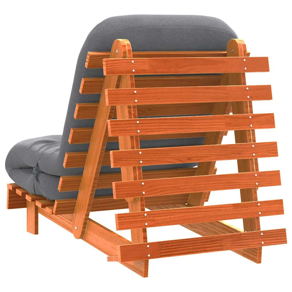 Futon na razvlačenje s madracem smeđi 70 x 206 x 11 cm borovina