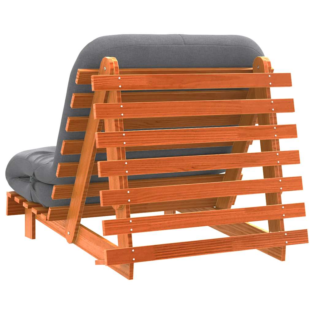 Futon na razvlačenje s madracem smeđi 80 x 206 x 11 cm borovina