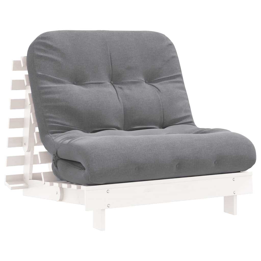 Futon na razvlačenje s madracem bijeli 90x206x11 cm borovina
