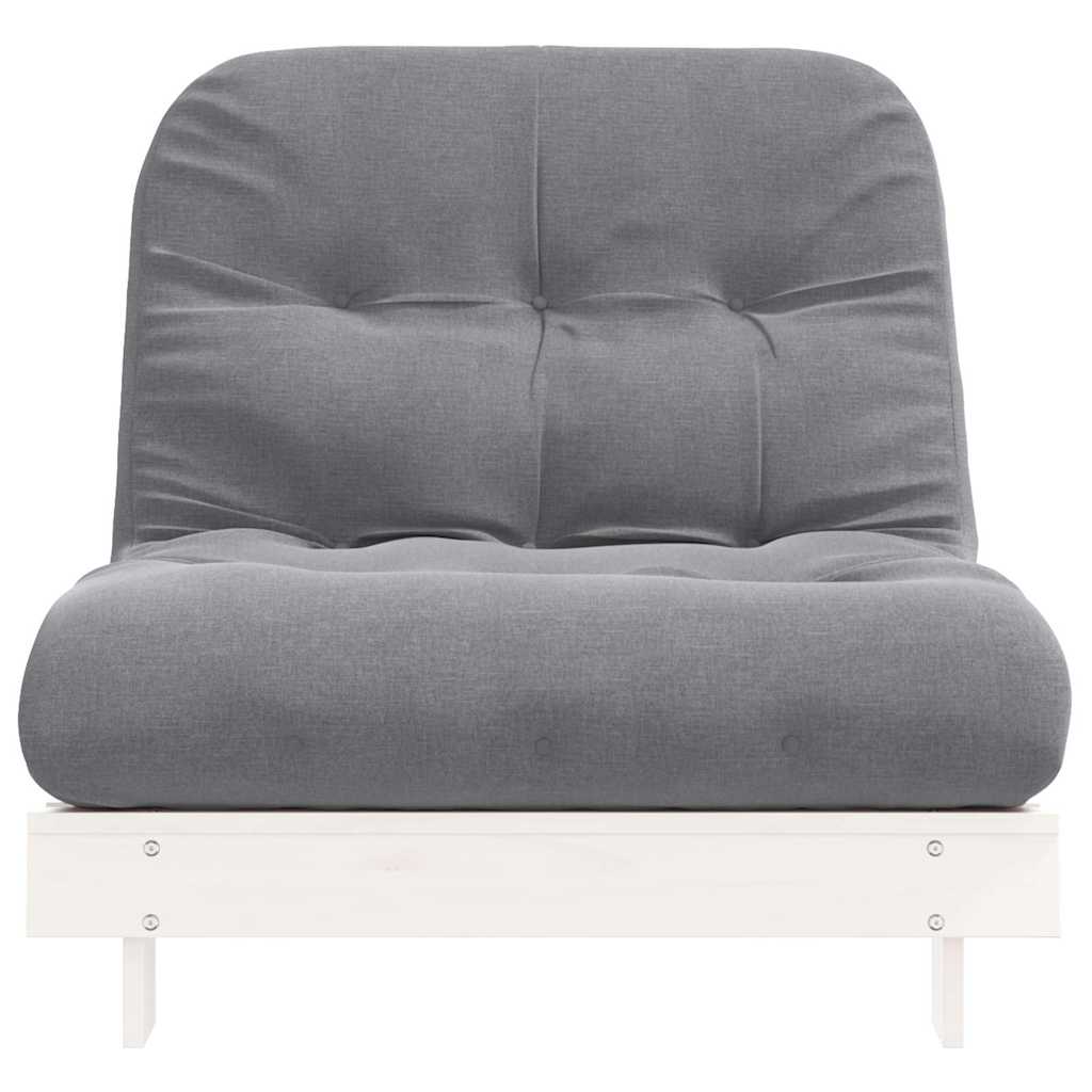 Futon na razvlačenje s madracem bijeli 90x206x11 cm borovina