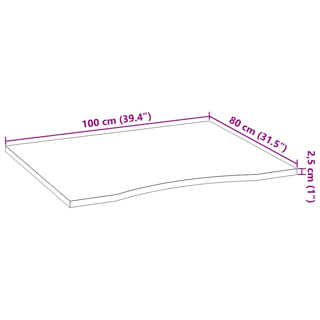 Ploča za radni stol tamnosmeđa 100x80x2,5 cm drveni pravokutni