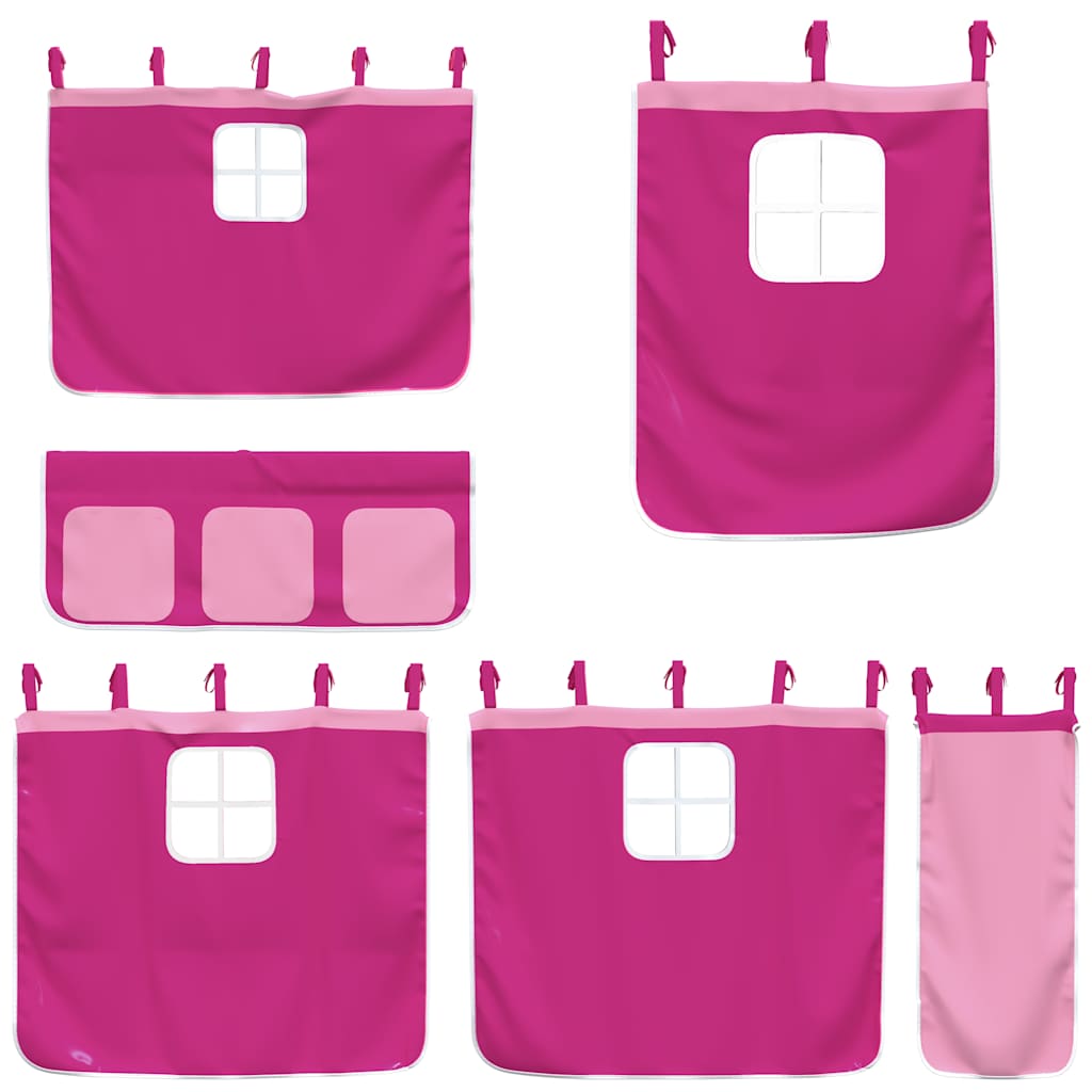 Krevet na kat s toboganom i zavjesama ružičasti 90 x 190 cm