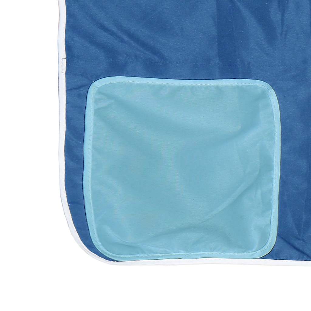 Krevet na kat s toboganom i zavjesama plavi 90 x 190 cm