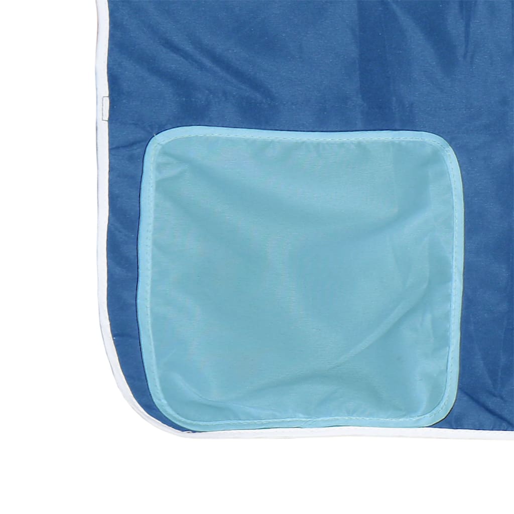 Krevet na kat s toboganom i zavjesama plavi 90 x 200 cm