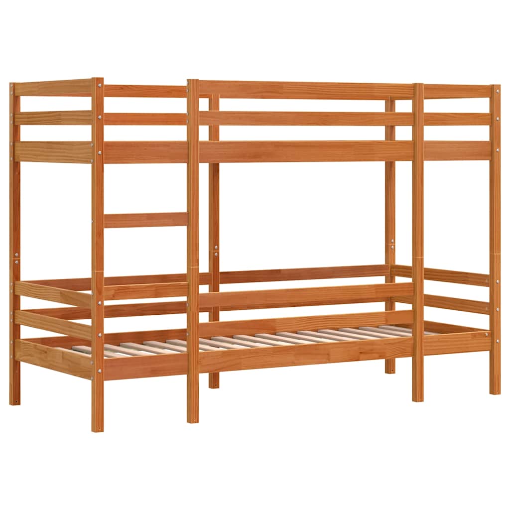 Krevet na kat voštano smeđi 80 x 200 cm od masivne borovine