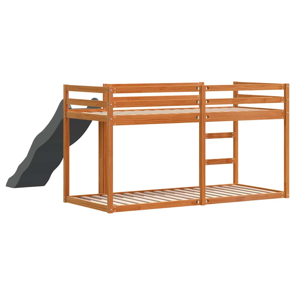 Krevet na kat s toboganom i ljestvama 90x200 cm od borovine