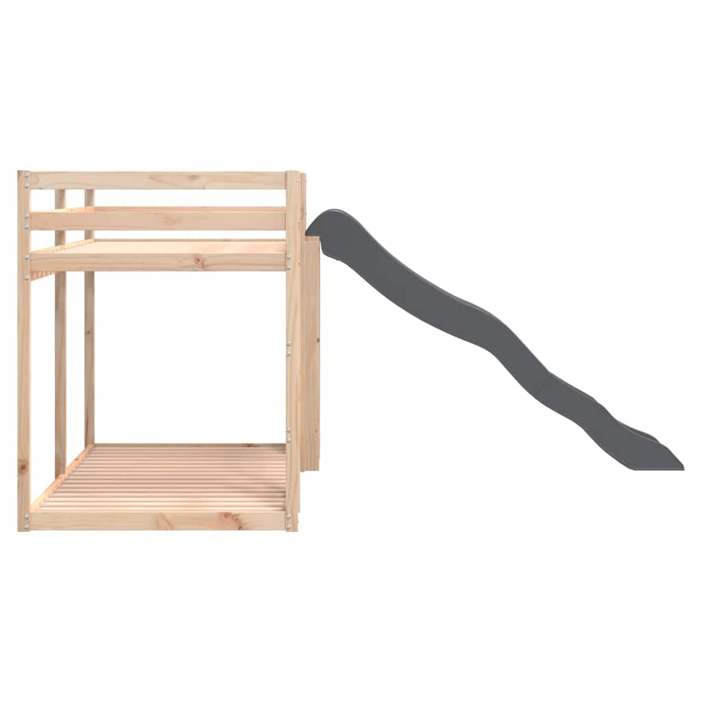Krevet na kat s toboganom i ljestvama 90x190 cm od borovine