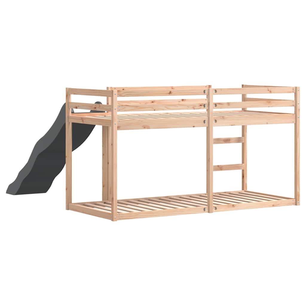 Krevet na kat s toboganom i ljestvama 90x190 cm od borovine