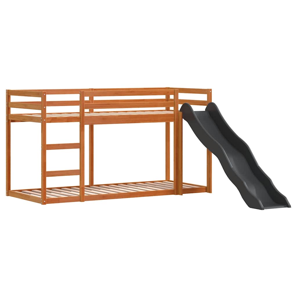 Krevet na kat s toboganom i ljestvama 75x190 cm od borovine