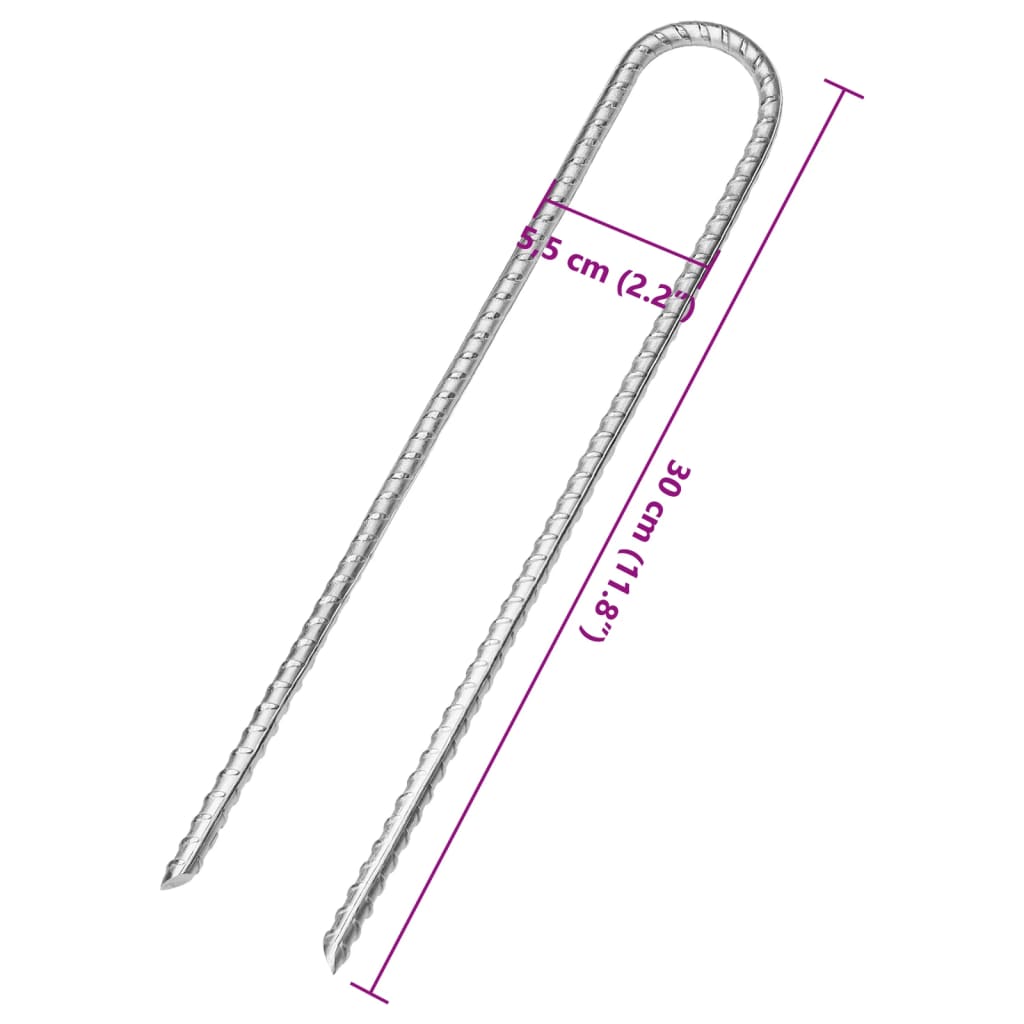 Klinovi za šator U-oblika 6 kom 30 cm Ø 7 mm pocinčani čelik