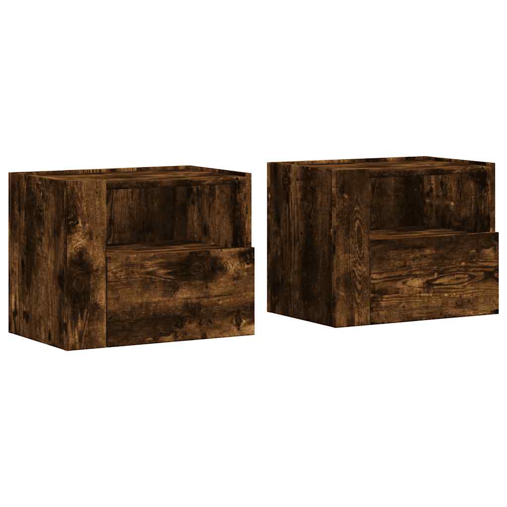 Zidni noćni ormarići 2 kom boja dimljenog hrasta 45x30x35 cm