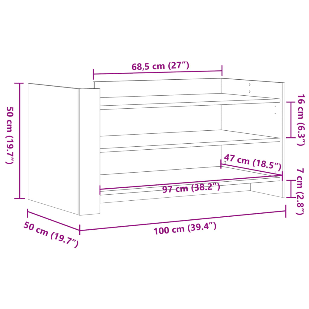 Stolić za kavu boja dimljenog hrasta 100 x 50 x 50 cm od drva