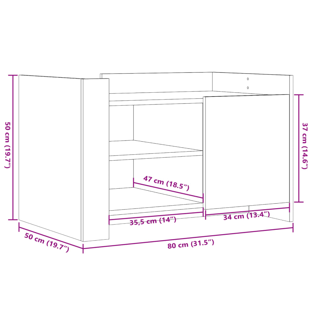 Stolić za kavu smeđa boja hrasta 80x50x50 cm konstruirano drvo