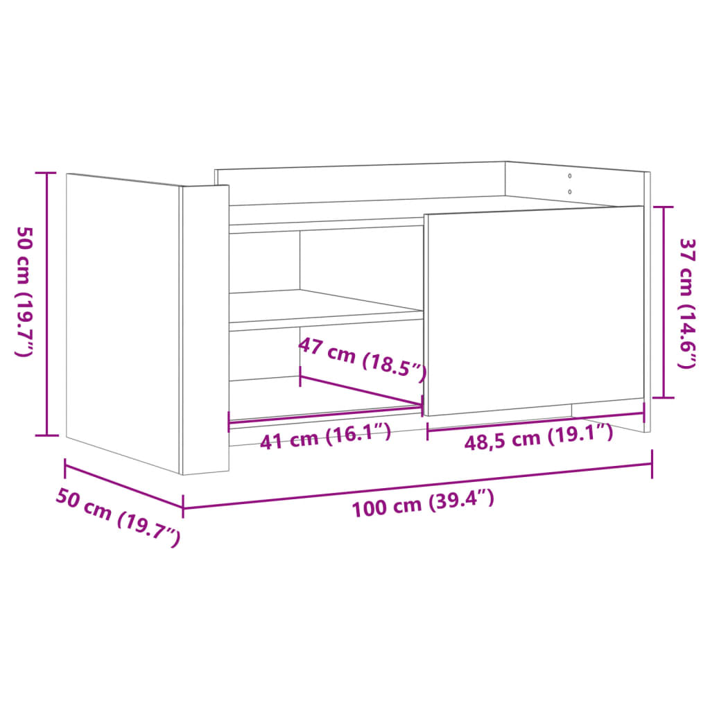 Stolić za kavu crni 100 x 50 x 50 cm od konstruiranog drva