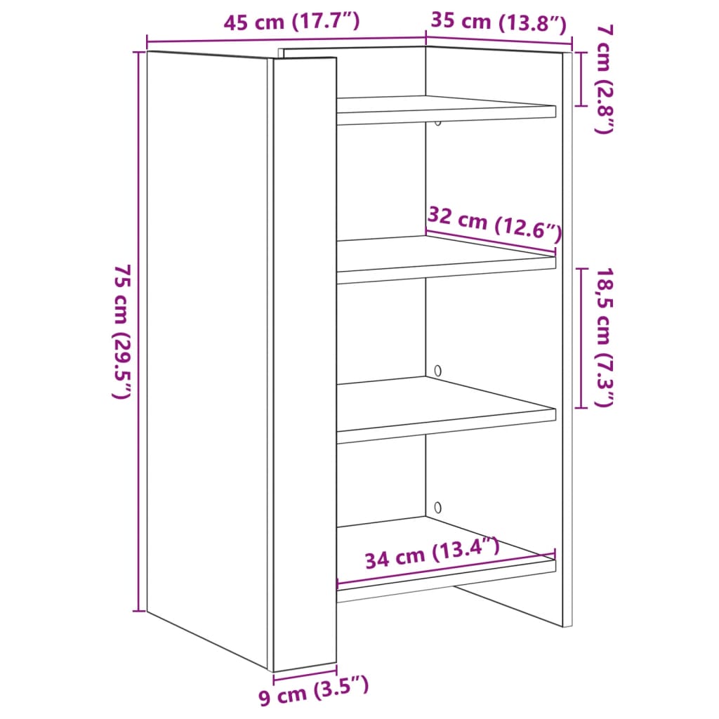Komoda siva boja hrasta 45x35x75 cm od konstruiranog drva