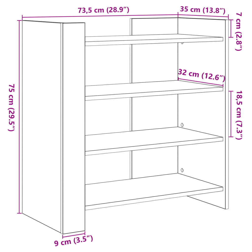 Komoda boja smeđeg hrasta 73,5x35x75 cm konstruirano drvo