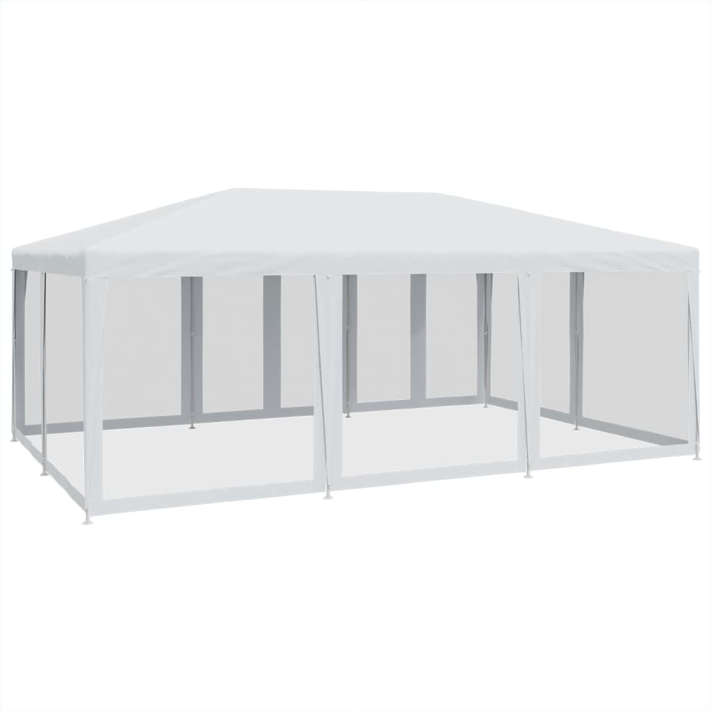 Šator za zabave s 10 mrežasta bočna zida bijeli 6x4 m HDPE