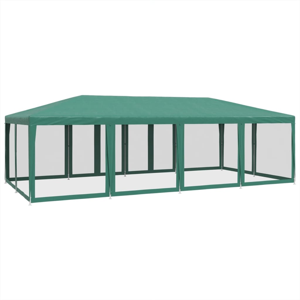 Šator za zabave s 12 mrežasta bočna zida zeleni 8x4 m HDPE