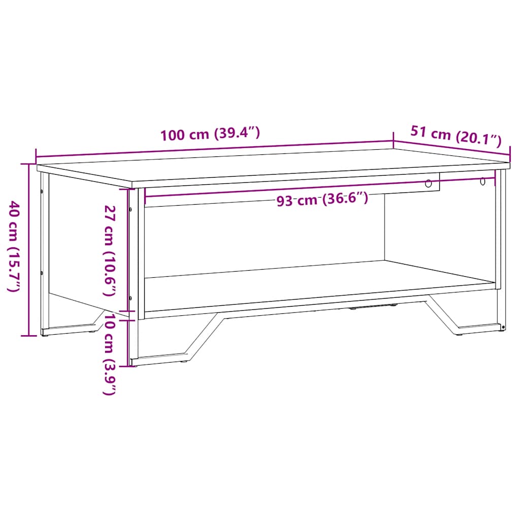 Stolić za kavu crni 100 x 51 x 40 cm od konstruiranog drva