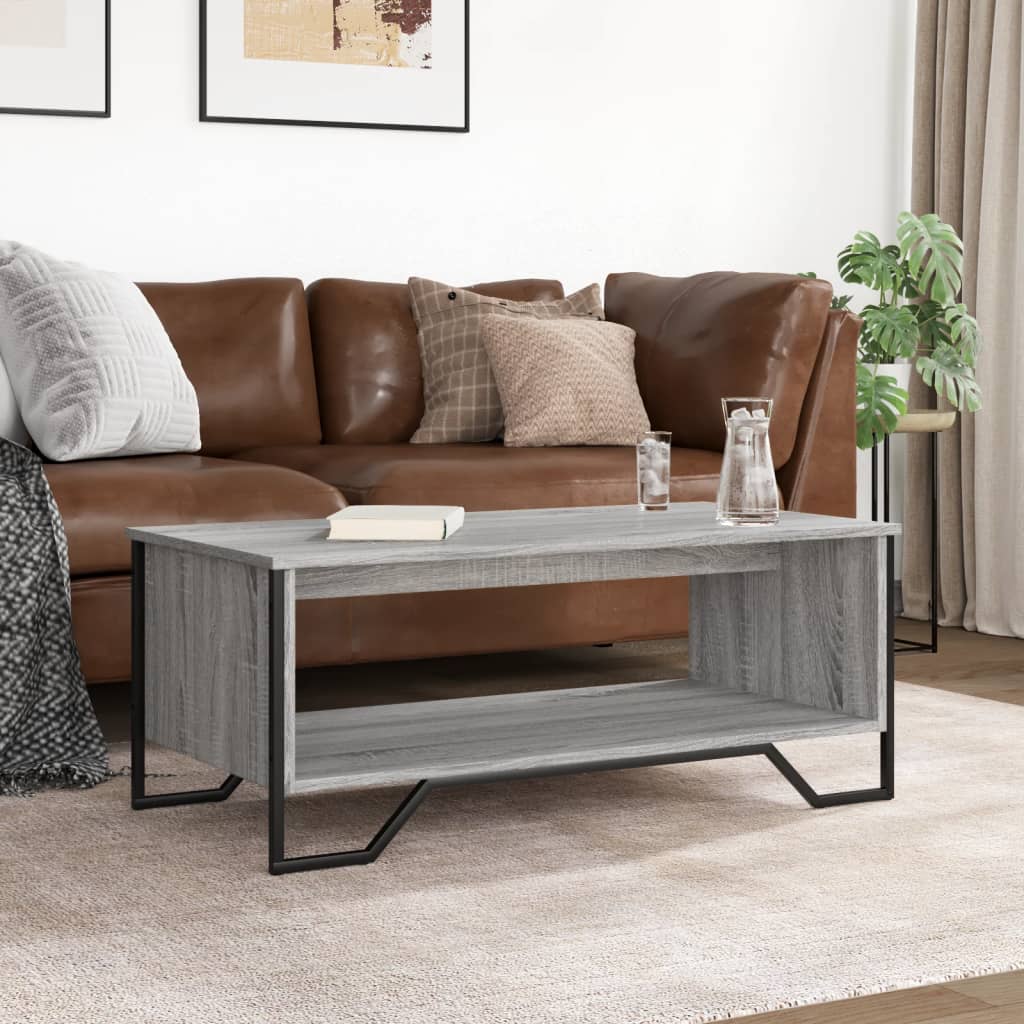 Stolić za kavu siva boja hrasta 100x51x40 cm konstruirano drvo