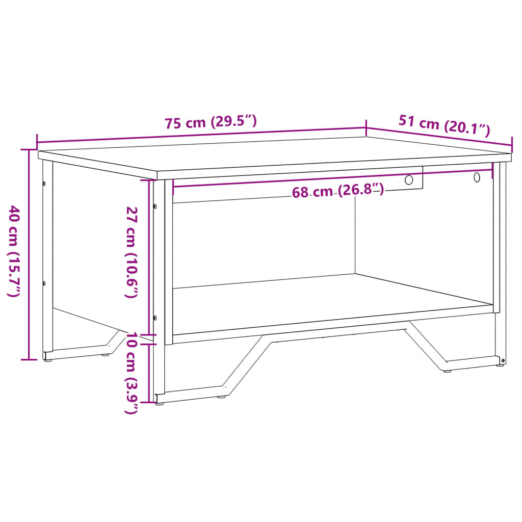 Stolić za kavu boja hrasta 75x51x40 cm konstruirano drvo