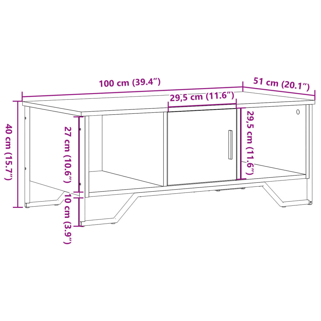 Stolić za kavu smeđa boja hrasta 100x51x40 cm konstruirano drvo