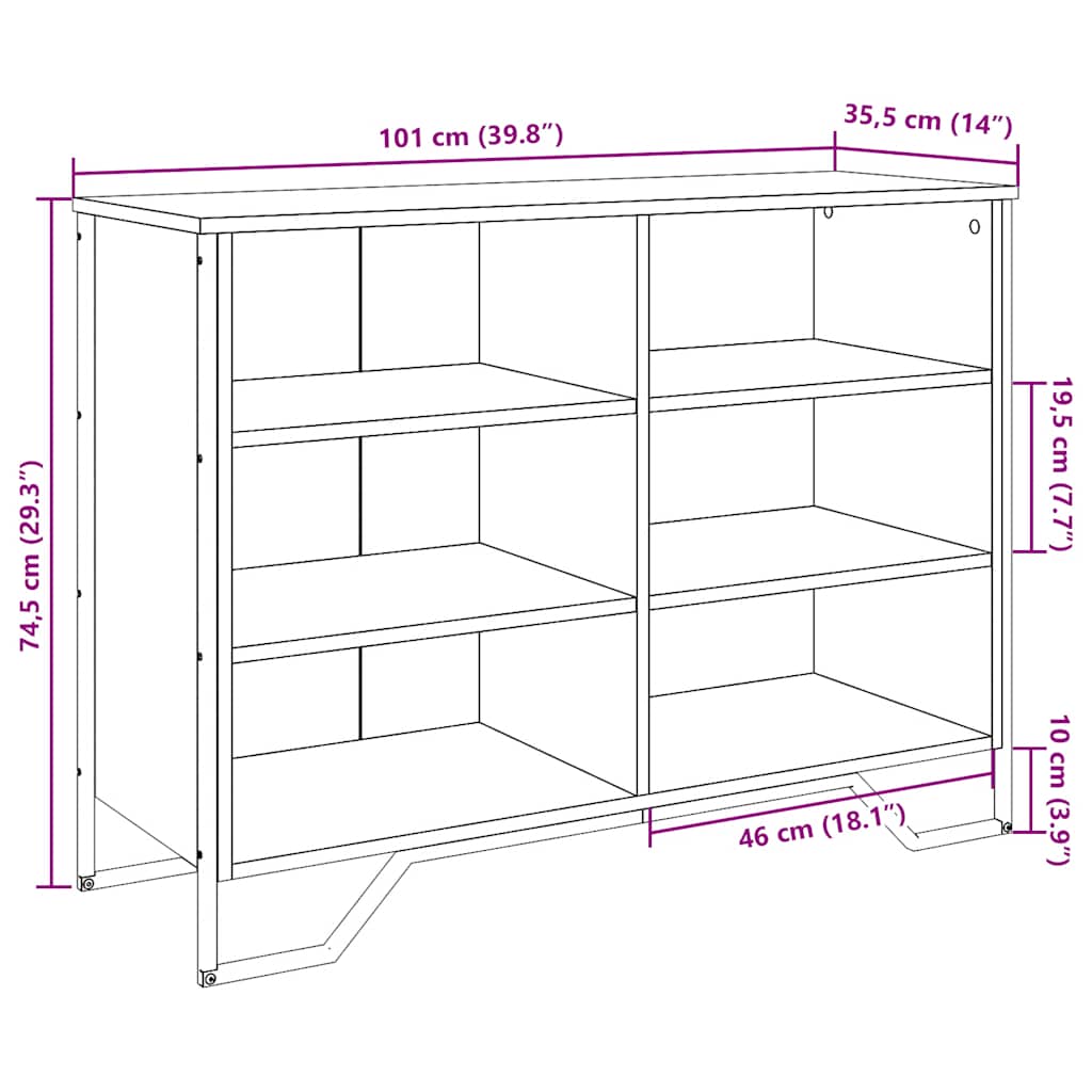 Komoda crna 101 x 35,5 x 74,5 cm od konstruiranog drva