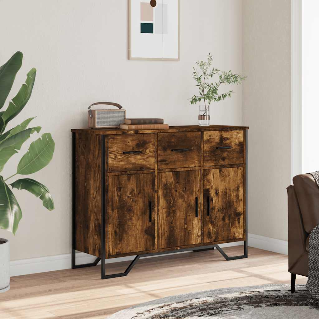 Komoda boja dimljenog hrasta 97x32,5x74,5 cm konstruirano drvo